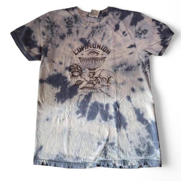Blue and white tie-dye t-shirt Communion Tattoo Parlor - Picture 1 of 7